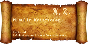 Musulin Krisztofer névjegykártya